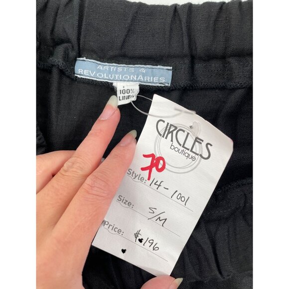 NWT Artists & Revolutionaries Womens S/M Black 100% Linen Drop Crotch Pants - Picture 3 of 7